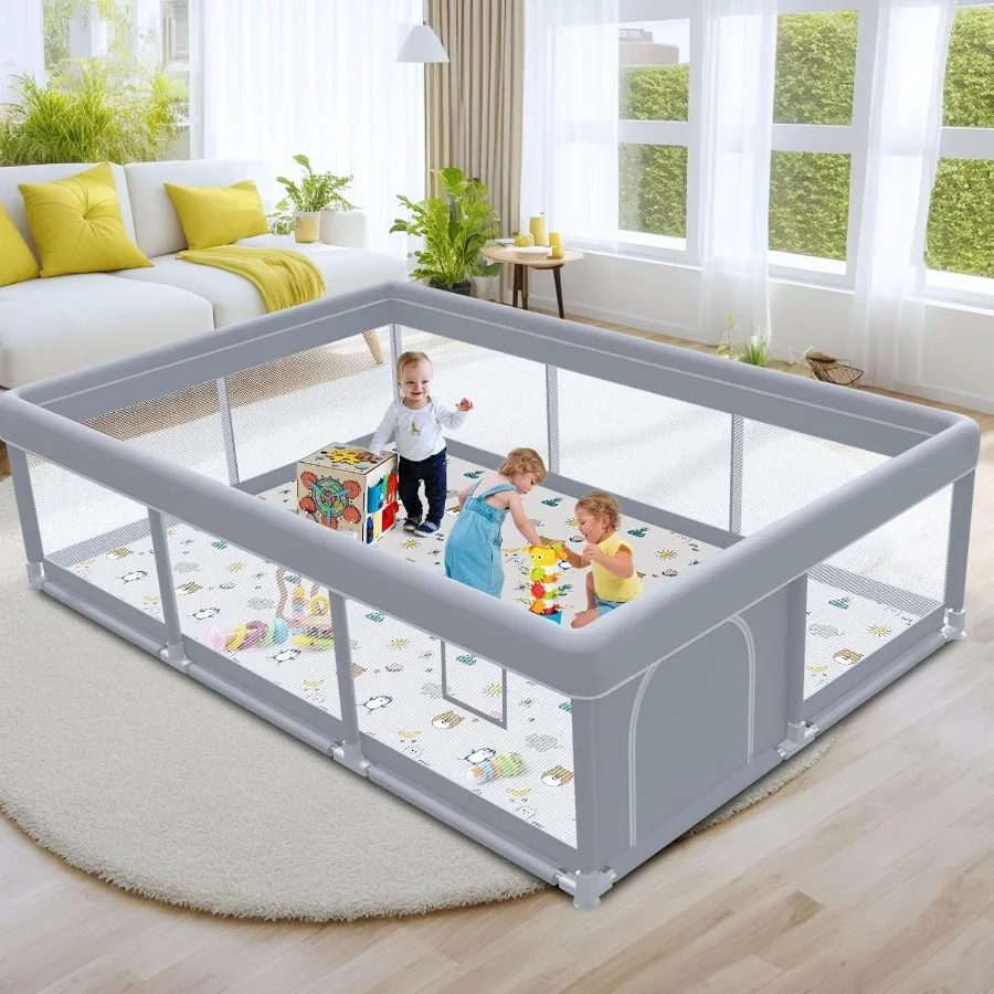 Grande box per bambini 74x50 con tappetino per uso interno ed esterno Cortile da gioco portatile per neonati e bambini piccoli con cancelli con cerniera