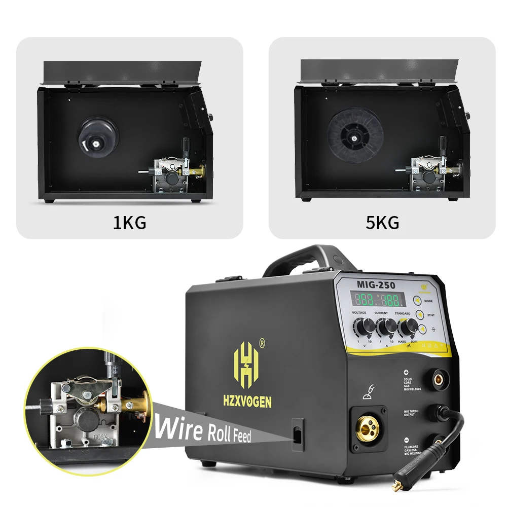 HZXVOGEN 220V Semi-automatic Welding Machine 4 IN 1 MIG/TIG/ARC Welding Semi-automatic Without Gas 2T/4T IGBT Inverter Stick