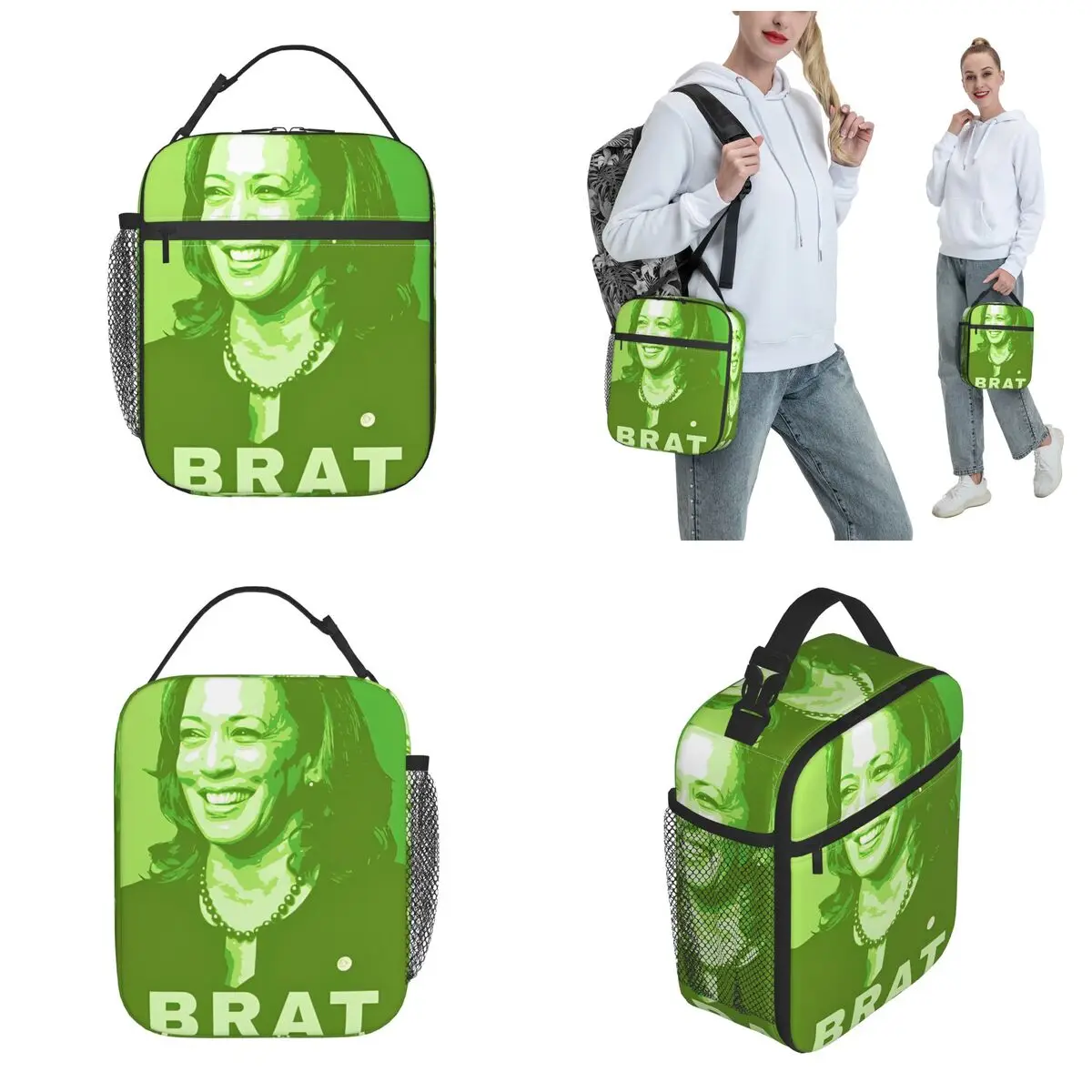 Kamala Harris Brat Insulated Lunch Bag Storage Food Box Portable Thermal Cooler Lunch Boxes For School Office