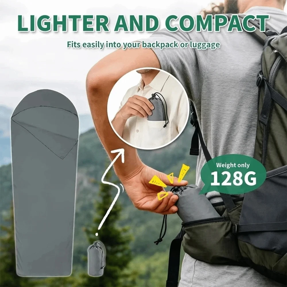 Ultralight Sleeping Bag Liner Nylon Inner Liner Sleeping Bags Single Travel Hotel Warm Camping Sheet Travel Hiking Camping gallery 2