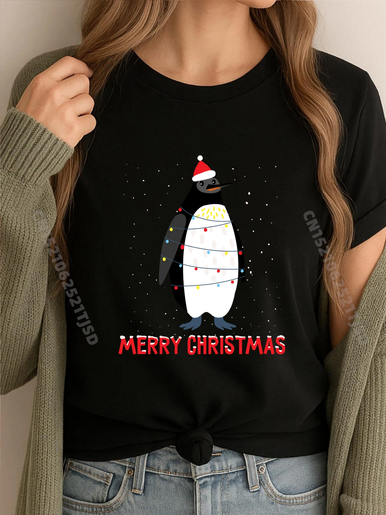 

Милые пингвины, рождественские елочные огни, графические футболки, женские хлопковые модные и модные футболки для женщин, Cinco de Mayo