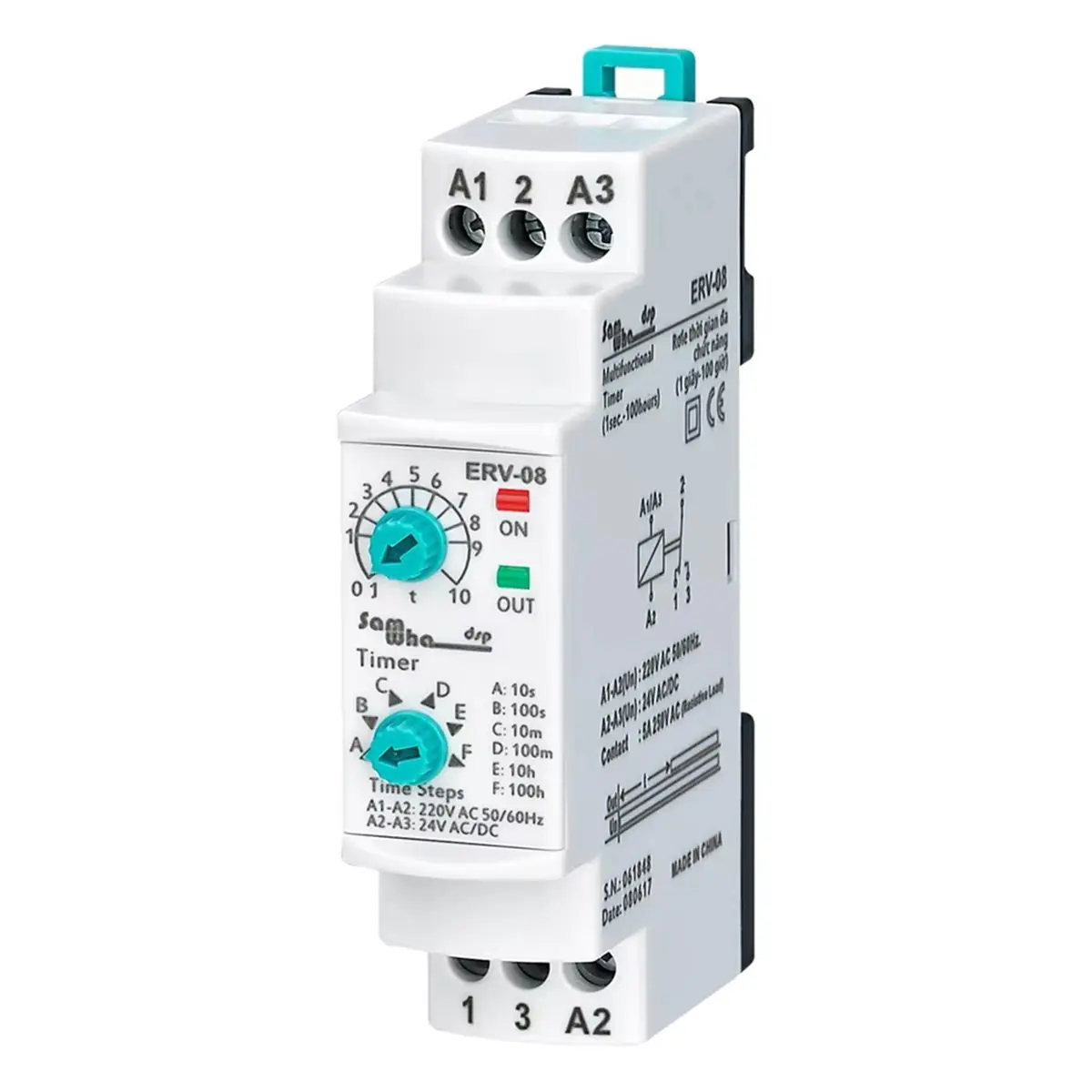 T35C ERV-08 on Delay Multifunctional Time Relay Electronic Adjustable (0,1Sec.-100 Hours)for All Areas Requiring Time Control