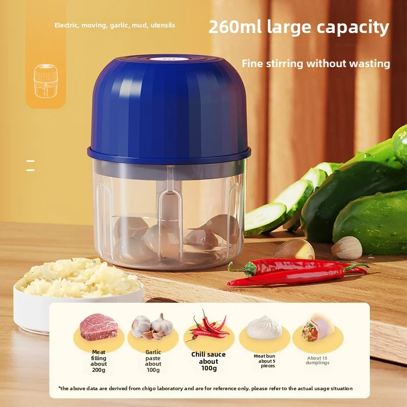 USB Garlic Grinder, Garlic Grinding Machine, Wireless Blender, 260ml Vegetable and Chili Chopper, Kitchen Portable Meat Grinder