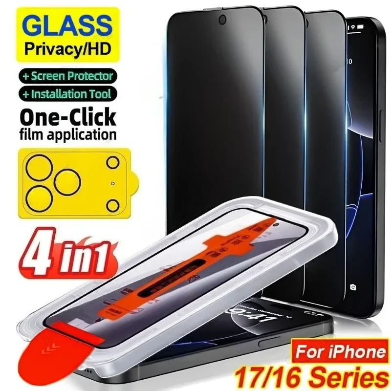 2 Stück Sichtschutzfolien mit 2 Stück Kameraobjektivschutz für iPhone 17 16 15 1Pro Max 14 15 Plus 13 12 11 Pro 17Air 16e