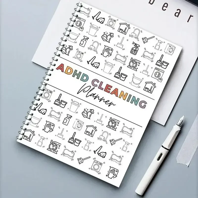 Cleaning Planner, House Cleaning Schedule Journal, Household Chores Organizer Book, Spiral Bound Home Decluttering Notebook