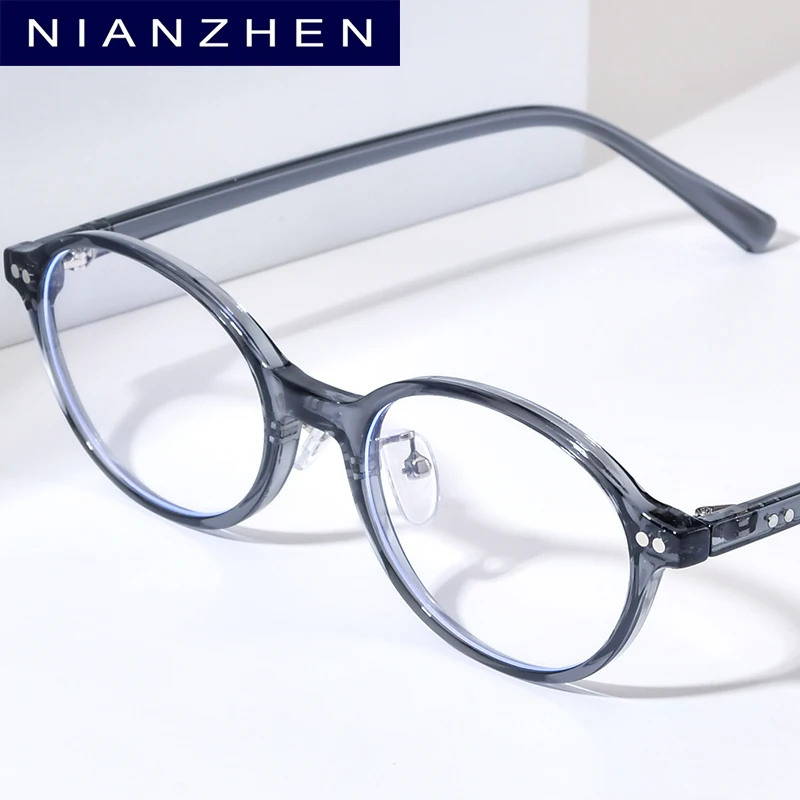 NIANZHEN TR90 Glasses Frame Women Oval Retro Brand Design Eyeglass Men Ultralight High-Quality Vintage Eyewear Spectacles 33003
