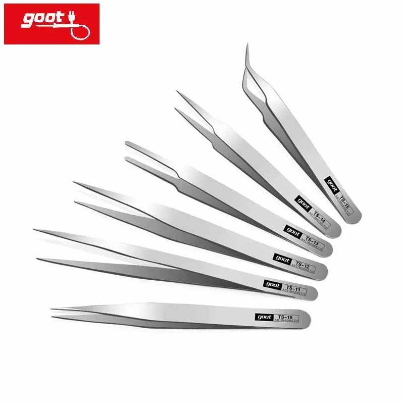 Original Goot Precision Anti-static Tweezer Stainless Steel Non-magnetic Phone mainboard Repair Tools Set