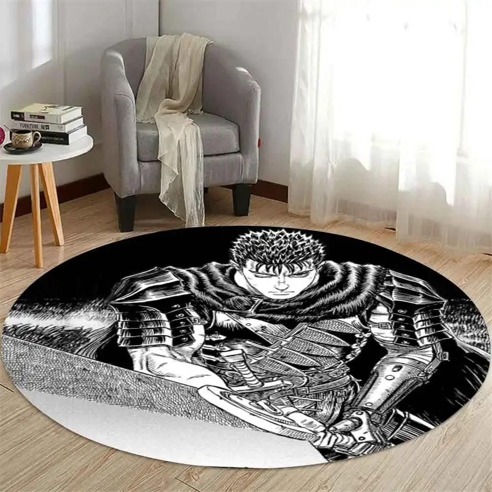 Tapis rond imprimé Guts Sword in Berserk, pour salon, chambre à coucher, cuisine, tapis antidérapant en flanelle, décoration cadeau