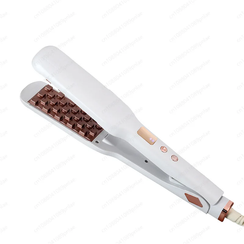 Titanium Corn Perm Hair Crimper 2-in-1 Straightener Curler Volumizing Root Lifter for Men Women