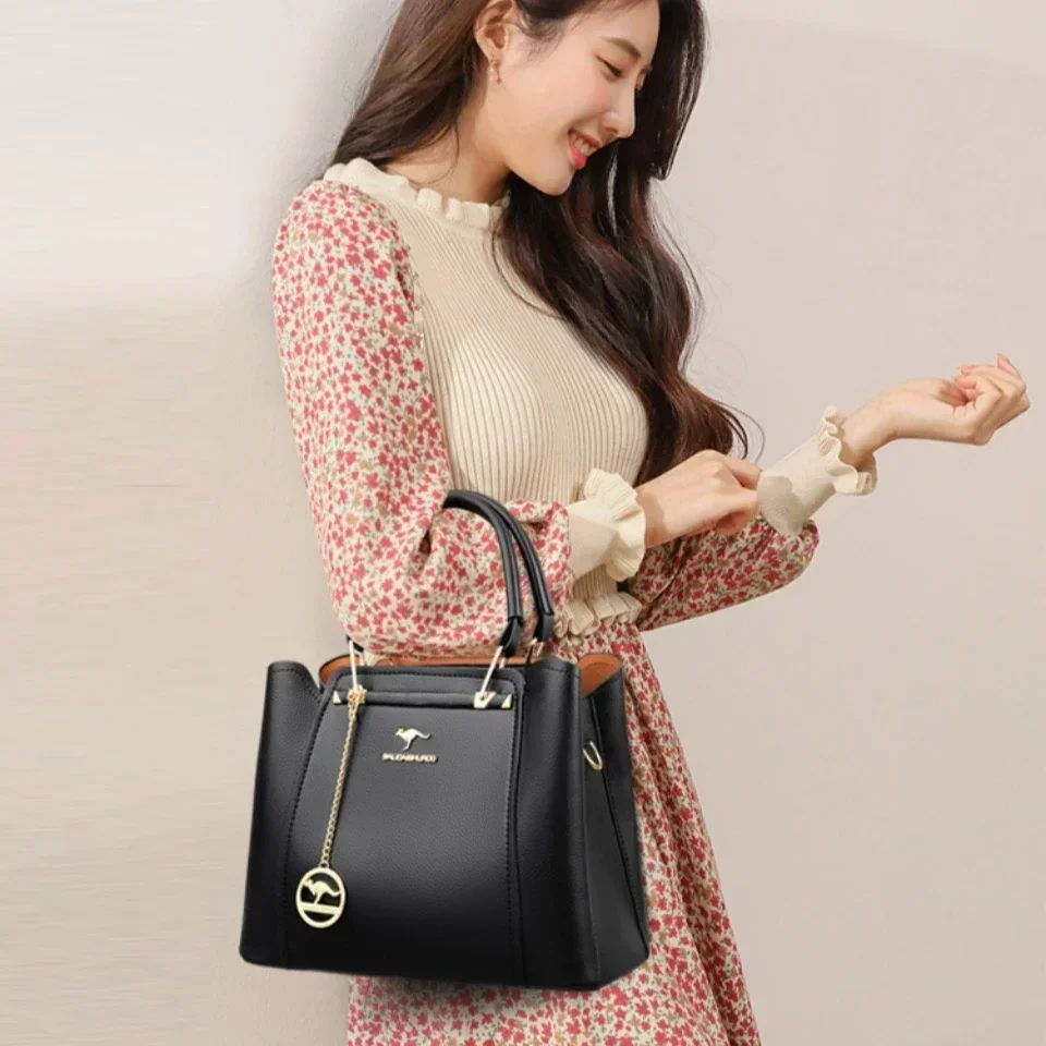 حقائب اليد الفاخرة حقائب النساء مصمم 3 طبقات جلدية ناعمة الكتف Crossbody كيس السيدات سعة كبيرة التسوق رسول حمل
