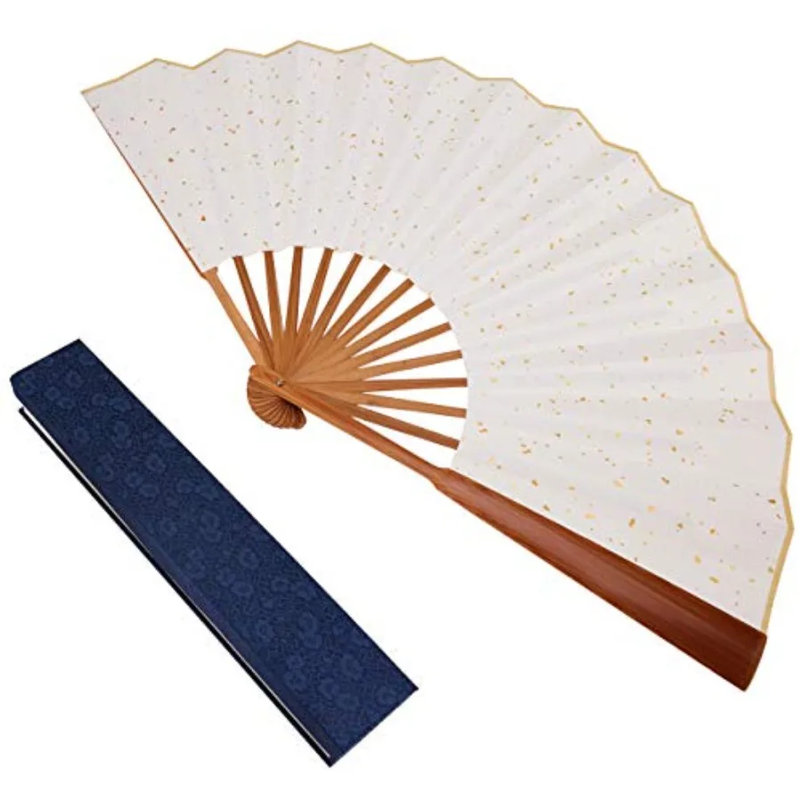Folding Fan, Chinese Style Hand Held Fans, Bamboo Paper Traditional Chinese Arts Folding Fans with Gift Box, Works of Art Made