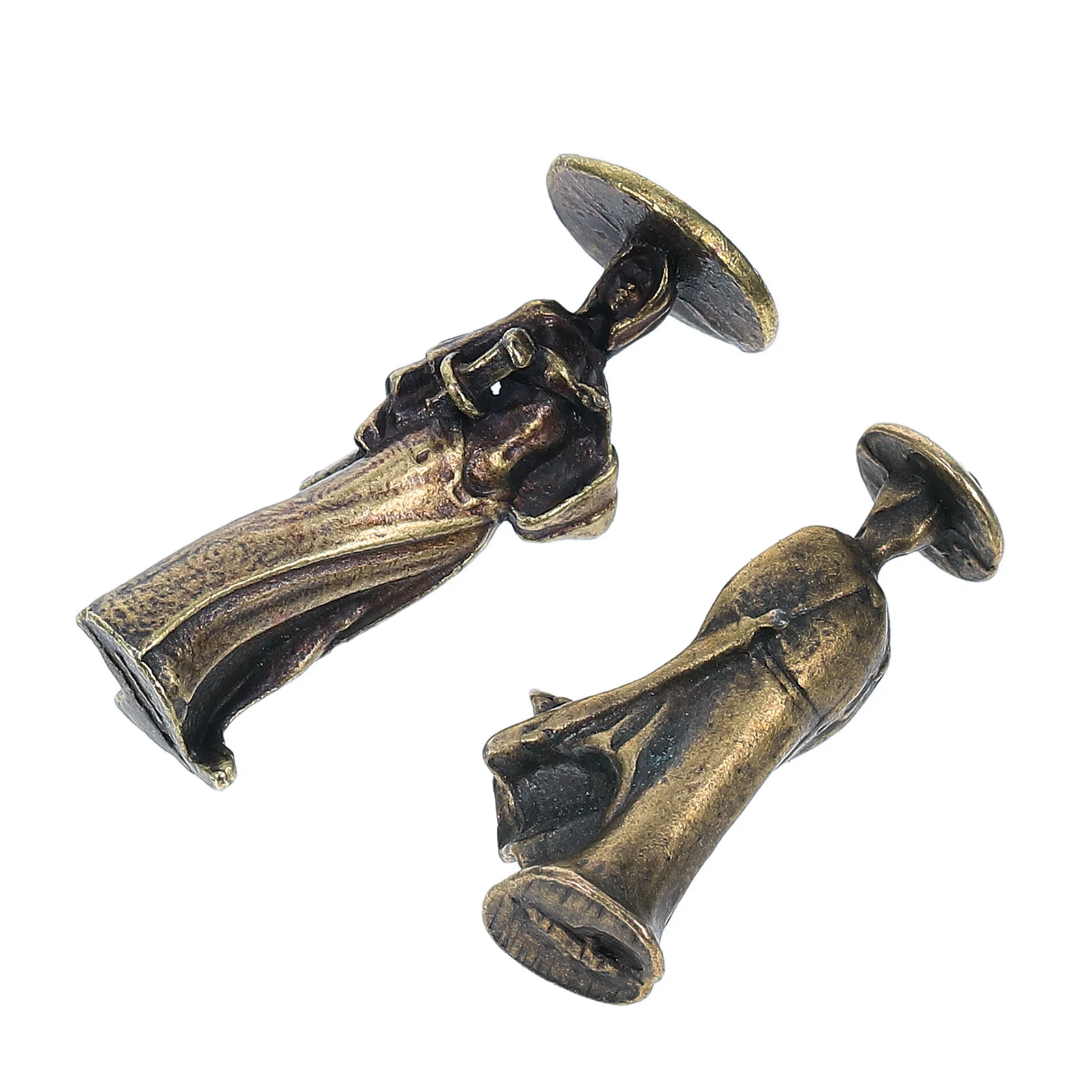 

2Pcs Miniature Copper Alloy Sculptures Small Desk Ornaments Realistic Office Study Decoration Collectors Gift Set