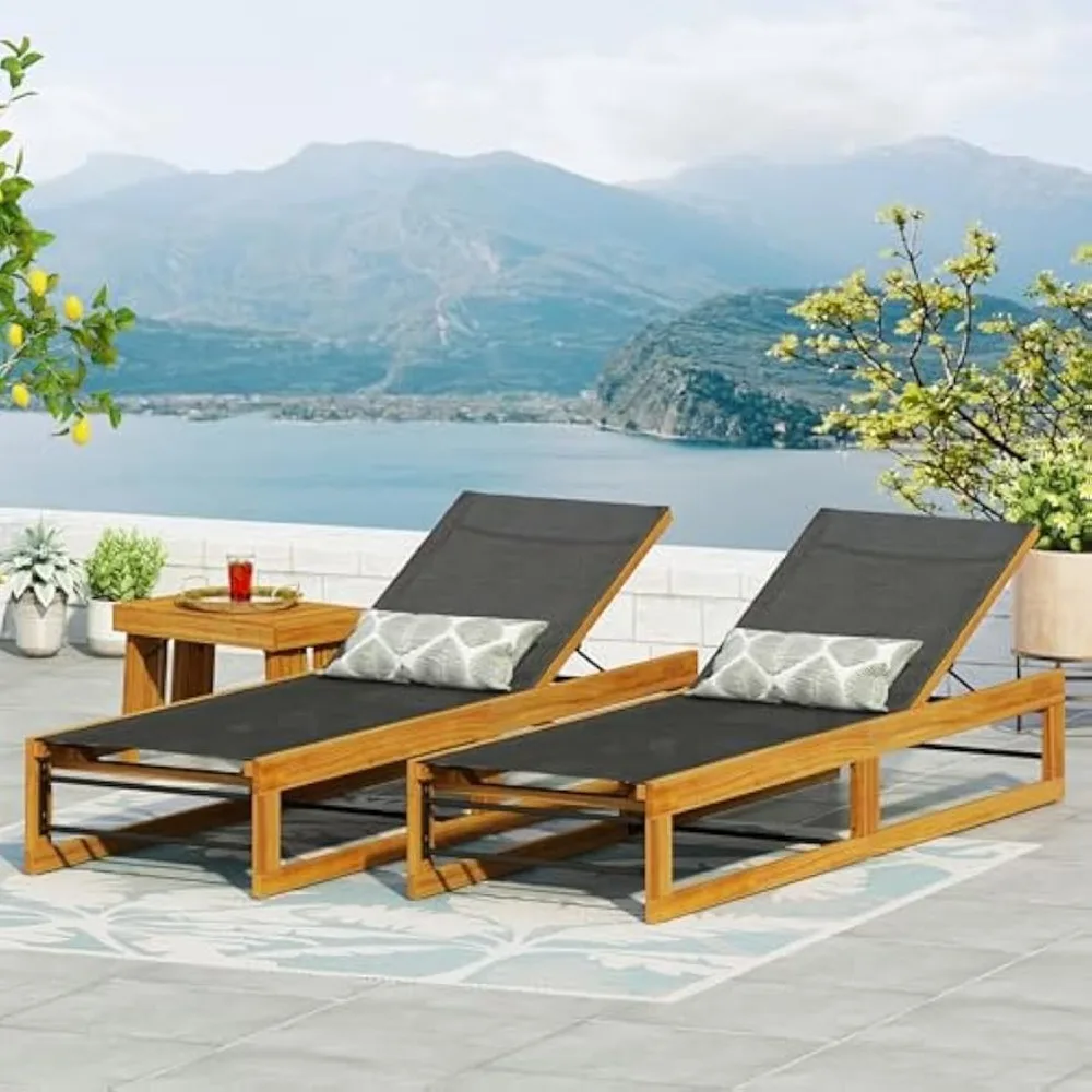 

Outdoor Chaise Lounge - Patio Chaise Lounges with Adjustable Position Backrest and and Mesh Seat, Tanning Recliner Sunbathing Be