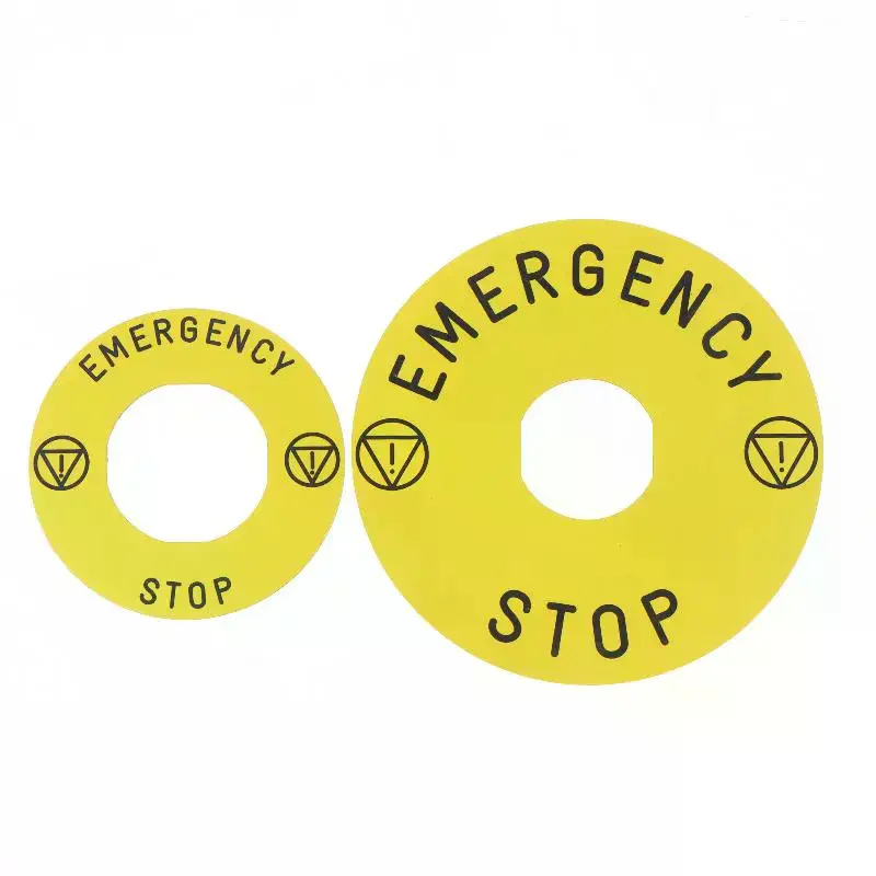 Emergency Stop Warning Stickers With Durable Waterproof High Visibility Yellow Finish Perfect For Industrial Machinery Workshops
