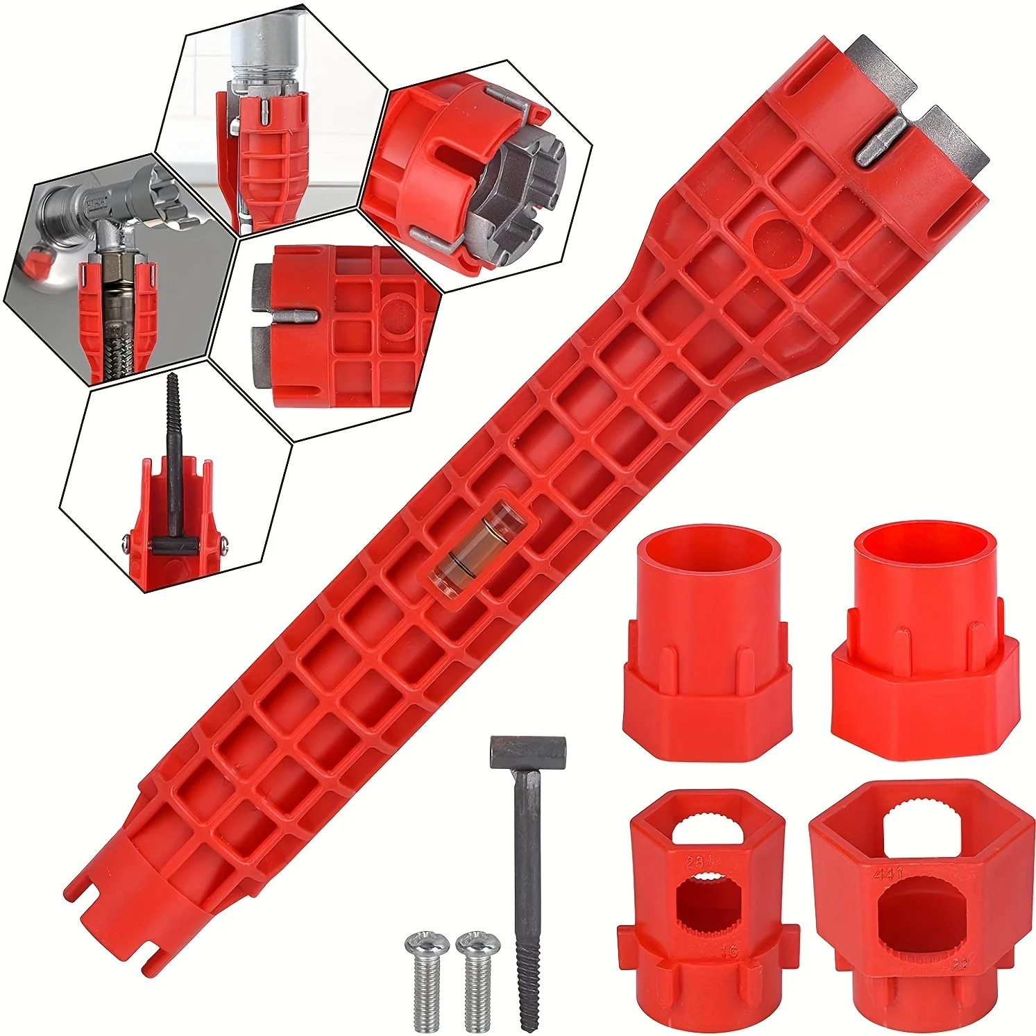 8-in-1-Wasserhahn-Reparaturwerkzeug, rutschfester Montageschlüssel für Küchen- und Badarmaturen, Installationswerkzeug für Sanitärarbeiten – Detail 2
