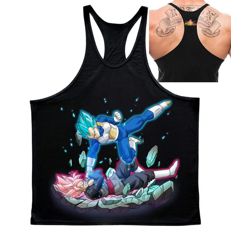 Popular anime "dragon ball" anime padrão impressão 2025 verão nova venda quente esportes masculinos ginásio respirável algodão sem mangas colete