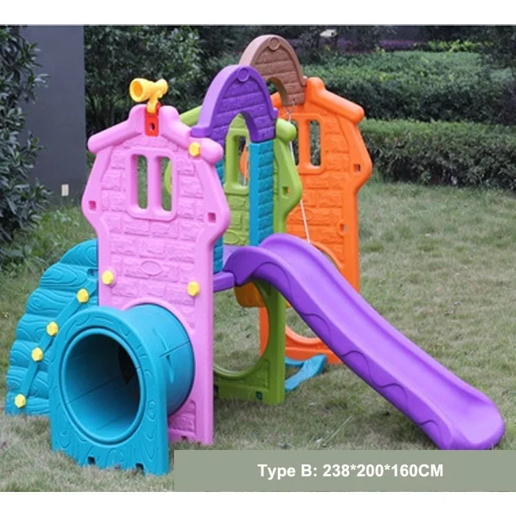 Small Castle Tube Combination Swing Chair And Slide Play Set Indoor Playground For Children