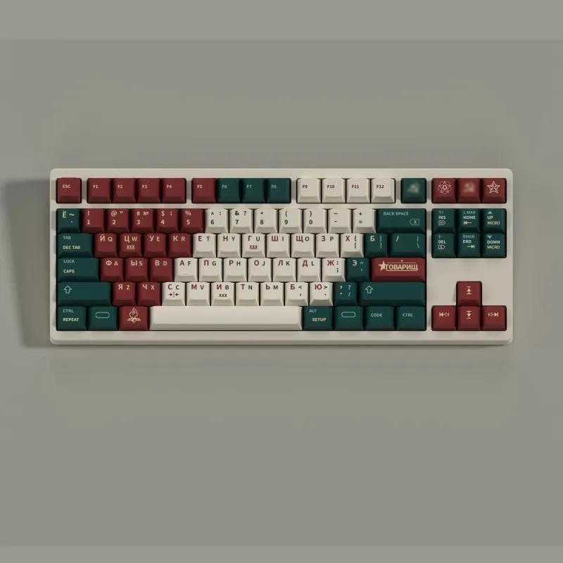 142 Keys/set Russian Keycaps PBT Dye Subbed Key Caps Cherry Profile Red White Green Gradient Keycap For 61 64 68 84 87 96 980