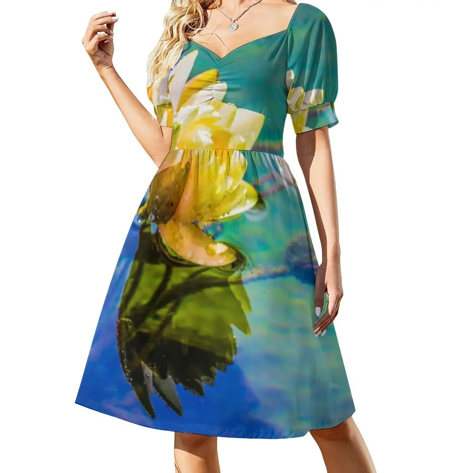 

Water lily Short-Sleeved Dress clothes for women Bride dresses Women long dress Dress