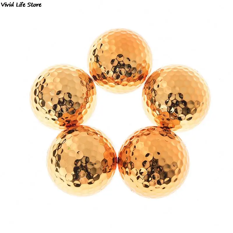 1-2 Stuks Vergulde Golfbal Fancy Wedstrijd Opening Doelpunt Beste Geschenk Duurzame Constructie Voor Sportevenementen Dia Ongeveer 42.7Mm