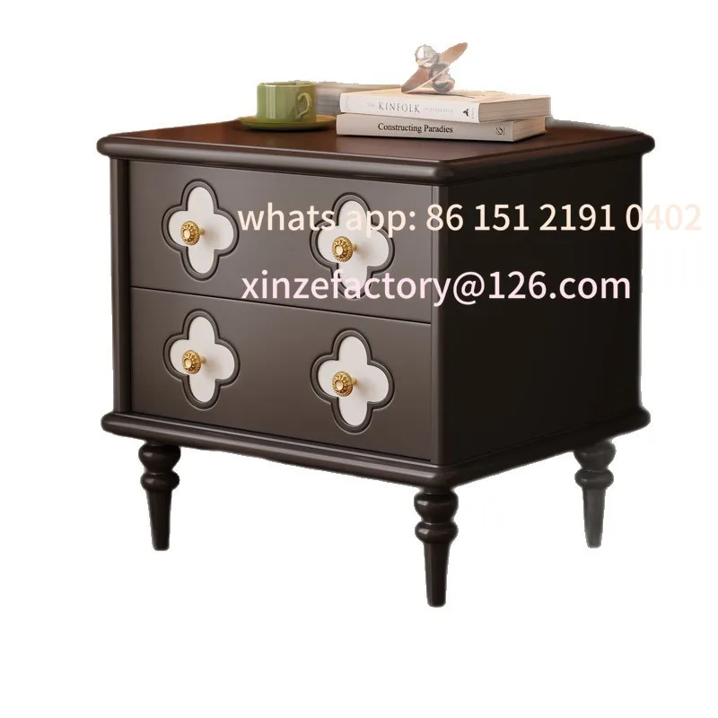 カスタマイズ可能なフレンチレトロベッドサイドテーブル無垢材収納ショートキャビネットホームベッドルームベッドサイドキャビネット