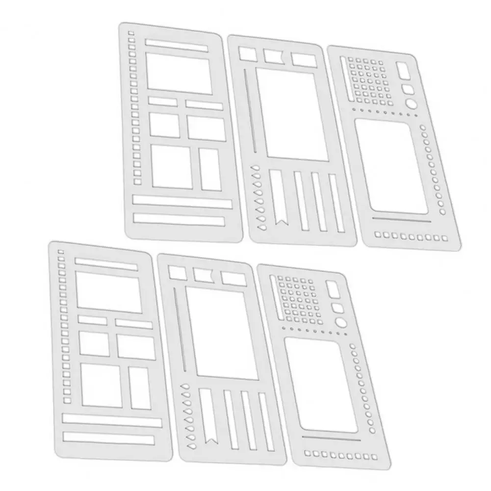 Templat Gambar Fleksibel Set Templat Fleksibel Buatan Tangan untuk Diy Scrapbooking Jurnal dengan Daftar Periksa Gambar Perencana Kotak Titik