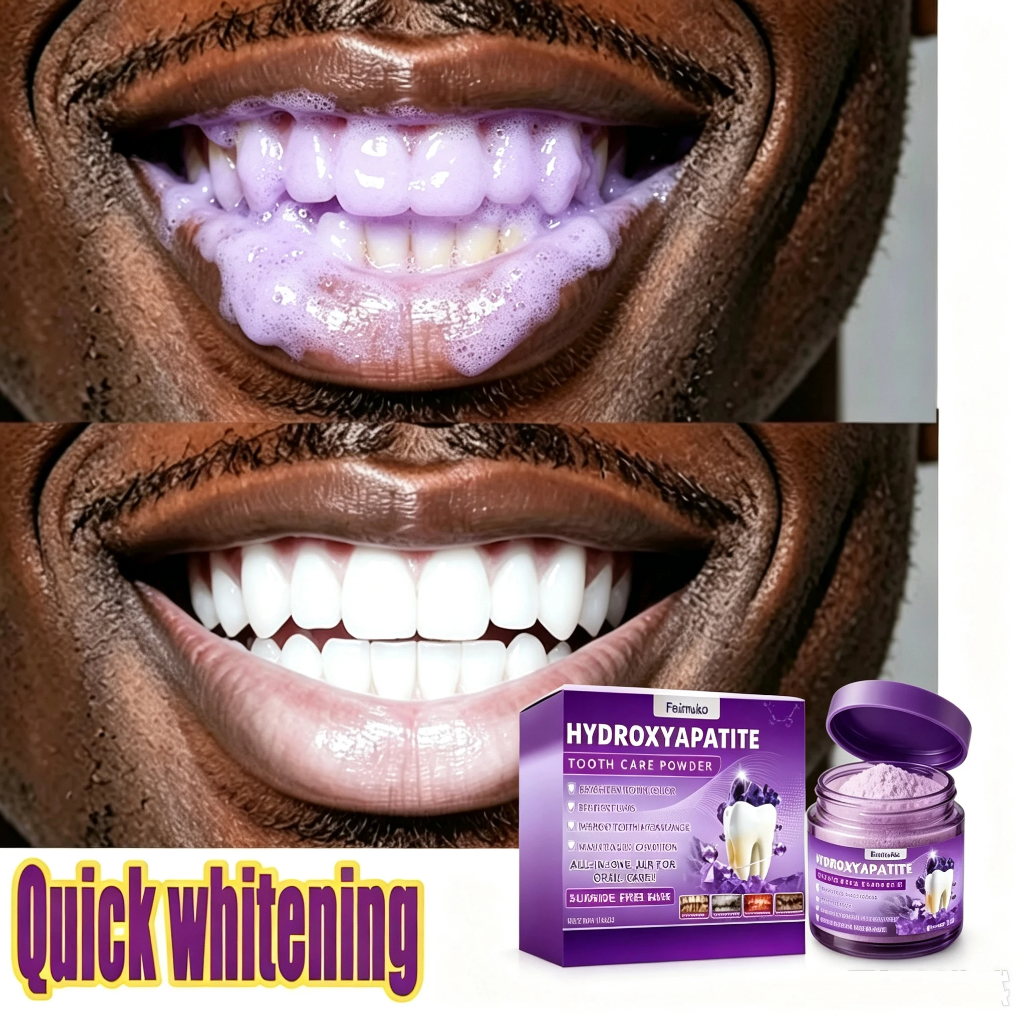 Professional Teeth Whitening Powder Natural Minerals Deep Stain Remover Remineralizing Enamel Repair Fresh Mint Oral Care