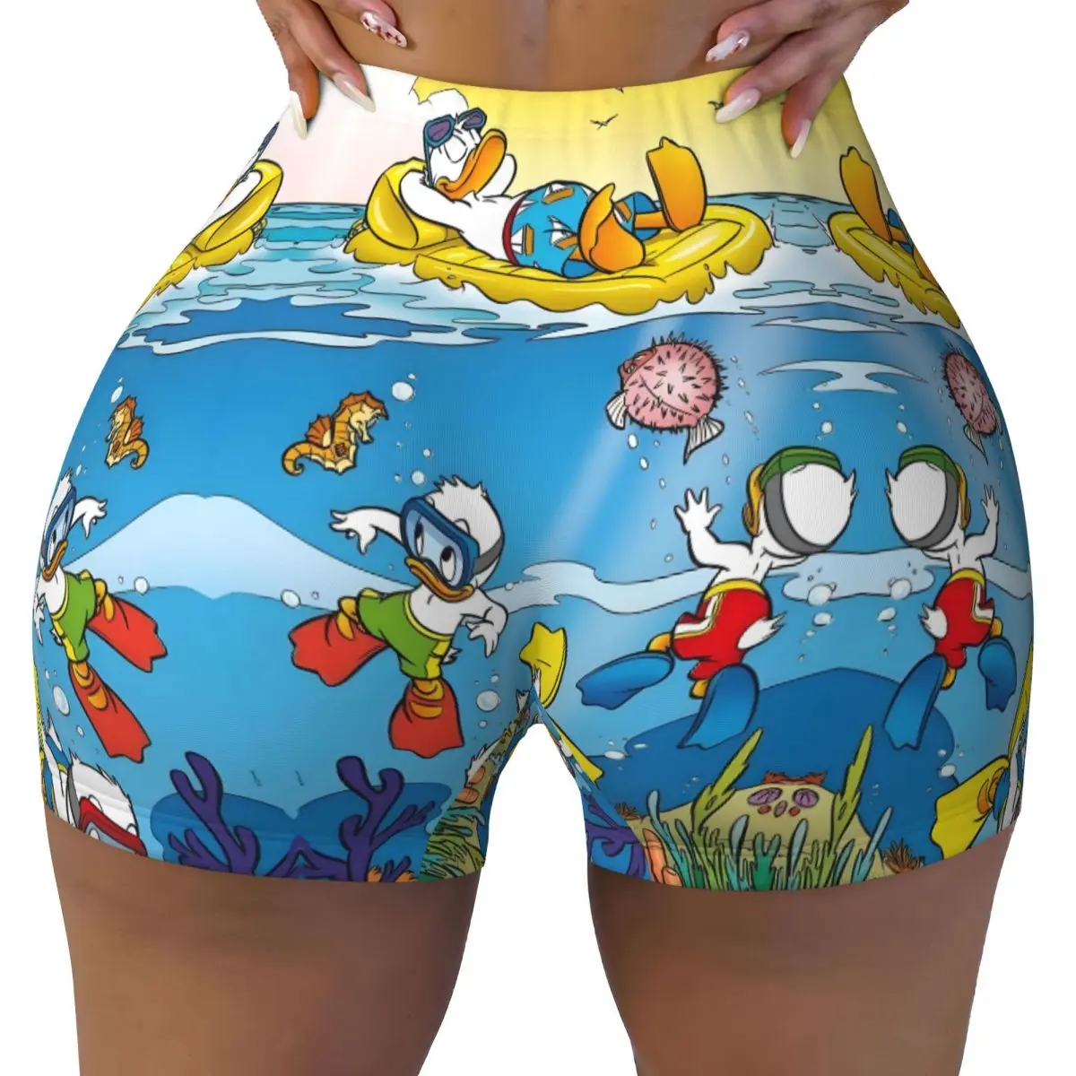 

Custom Donald Duck Anime Comics Running Volleyball Gym Shorts Women's Classic Athletic Workout Yoga Shorts