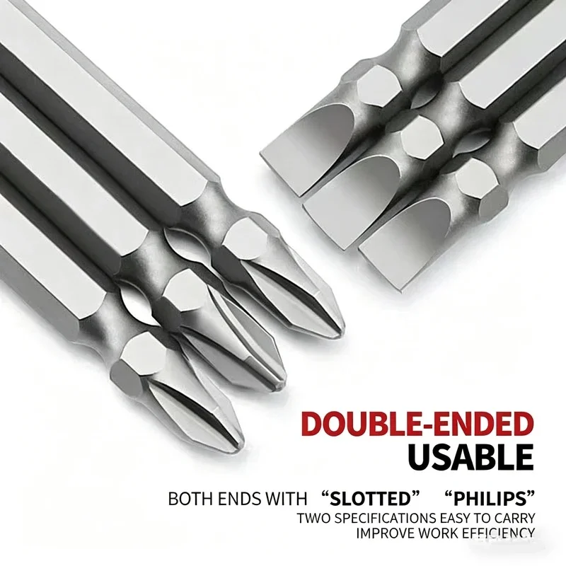 Premium S2 Alloy Steel 2-in-1 Screwdriver Bits High Hardness Strong Magnetic Cross Slotted Bit Set for Home & Car Repair