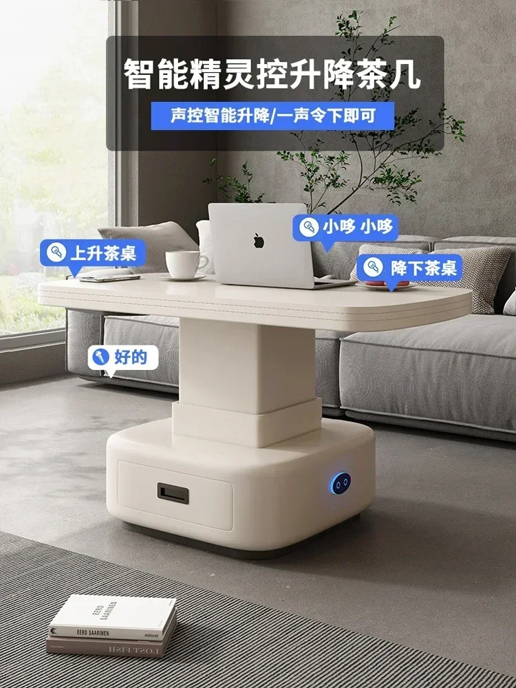 

ff Electric Lifting Coffee Table Dual-Purpose Multifunctional Folding Dining Table Cream Style Simple Movable