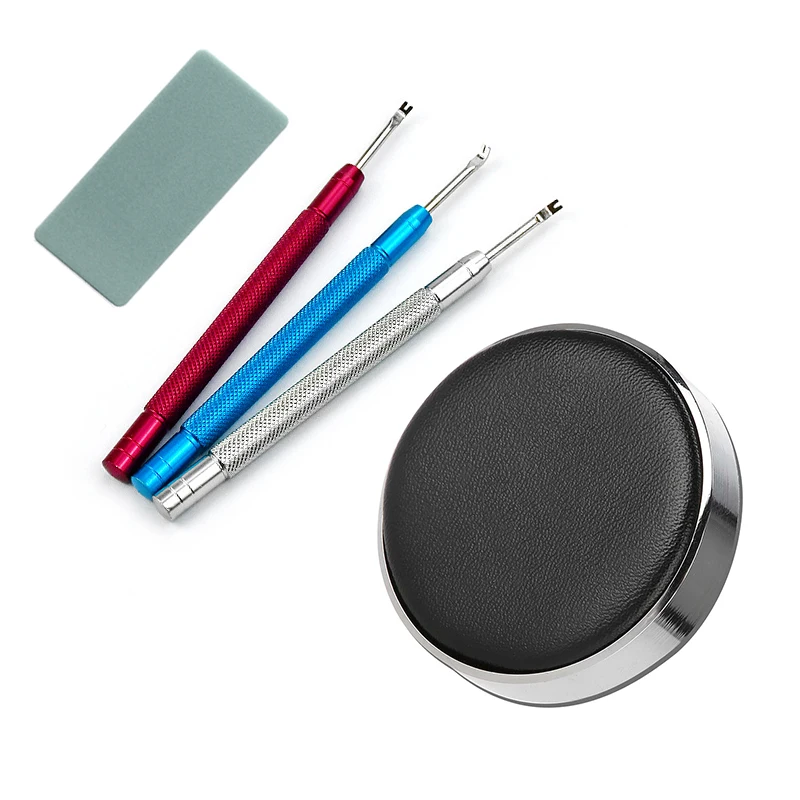 

Watch Jewelry Movement Casing Cushion Pad Leather Protecting Holder Professional Watch Repair Tool Accessory Hand Presser Set