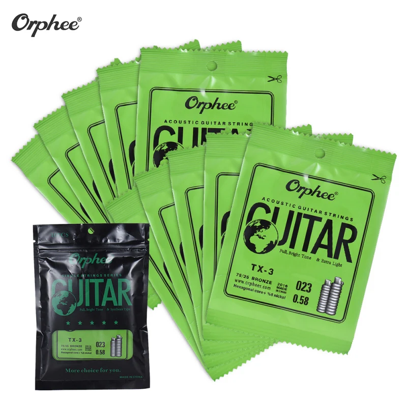 Сменные Струны Orphee TX-1 Для Aukoustic Folk Guitar 1st E-String (.010) 10 Шт., Сердечник Из Высокоуглеродистой Стали