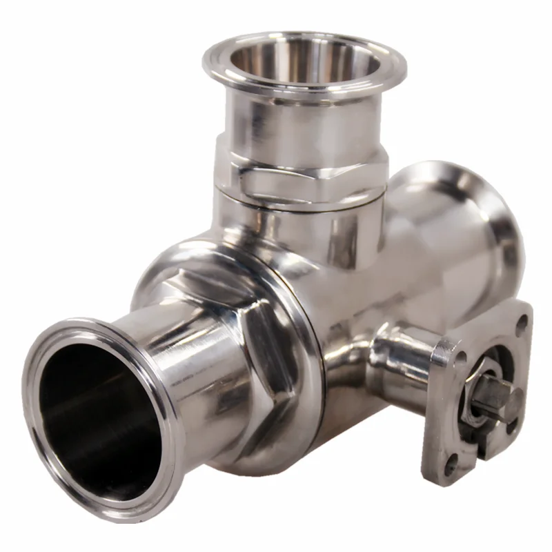 38 51 Sanitary-grade Pneumatic Fast-loading Three-way Ball Valve 304 Stainless Steel T Type ball Valve