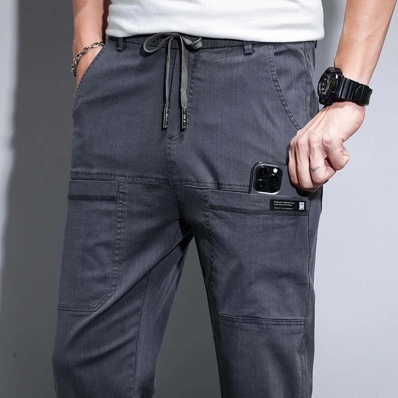 6 Pockets Harem Pants Men Joggers Ankle Length Korea Clothing Summer Black Casual Cargo Pants For Male trousers Jogging 2022