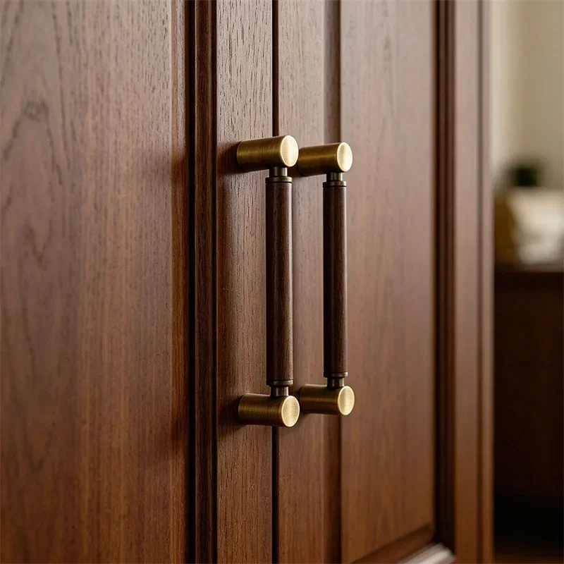 Elegant Vintage Wood Closet Pull Handles Kitchen Cabinet Door Handles Drawer Knob Shoe Cupboard Wardrobe Furniture Long Pulls