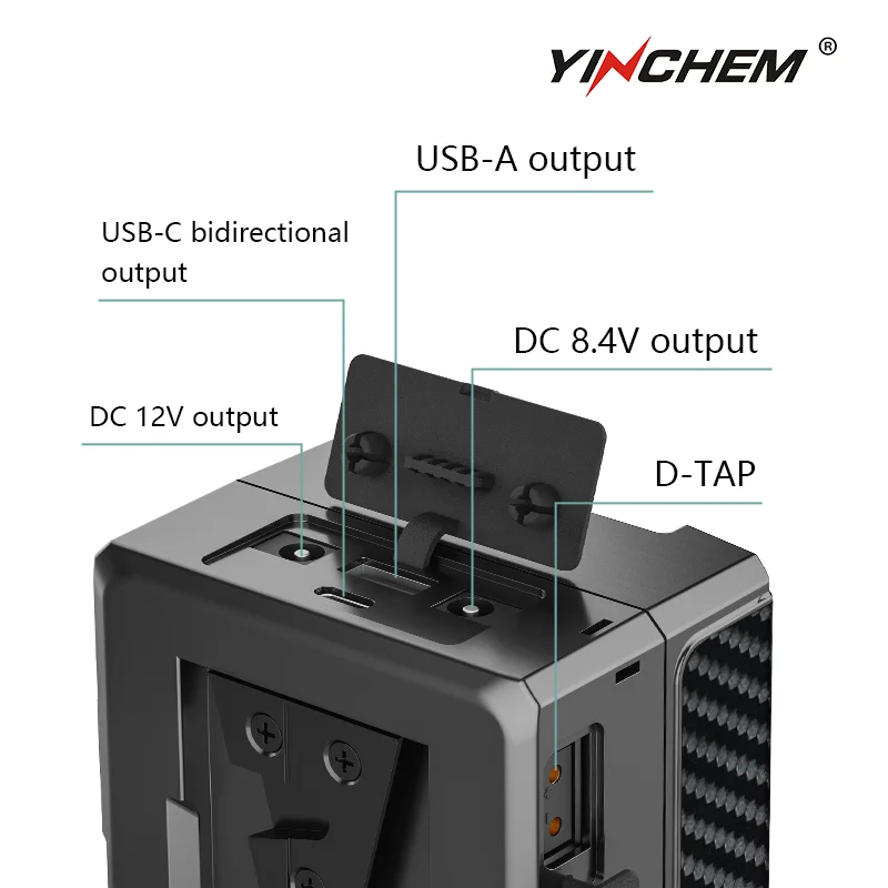 YinChem Blade 50S Blade 99S 45W 65W Batería de montaje en V Mini bolsillo Gran capacidad Interfaz USB dual Batería de salida de D-TAP dual