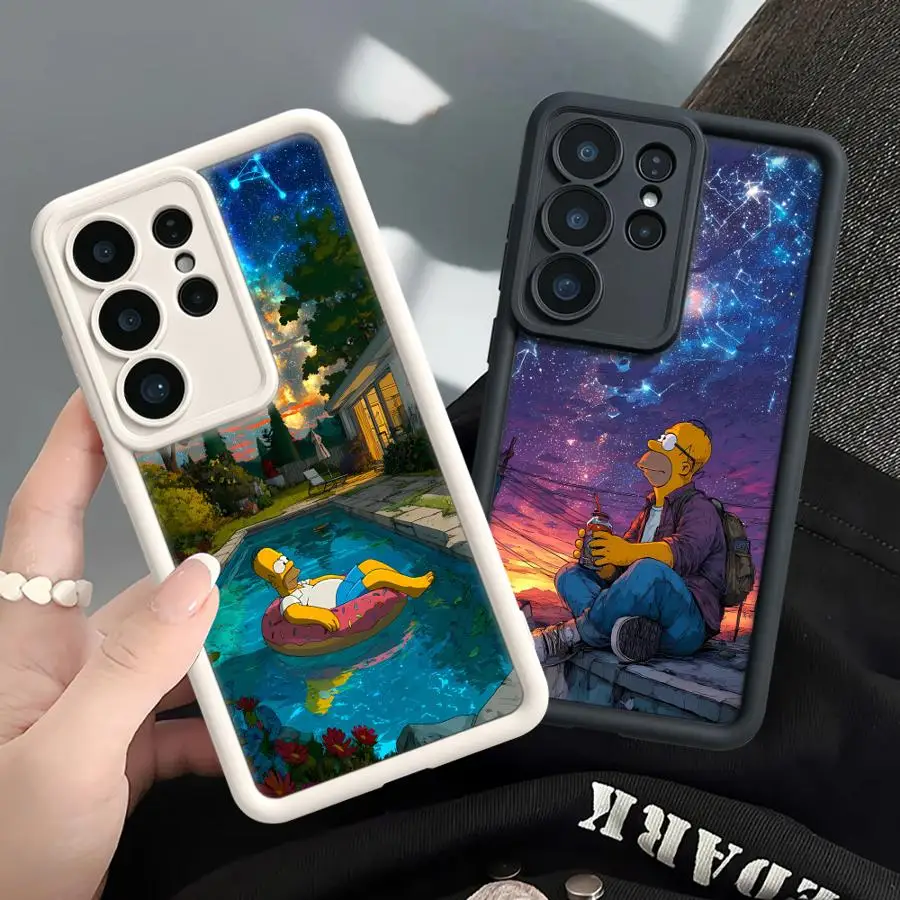 The S-Simpsons Starry Sky Phone Cover Case for Samsung Galaxy S26 S24 Plus S21 S22 S23 FE S25 Edge S20FE S25 Ultra S24Ultra