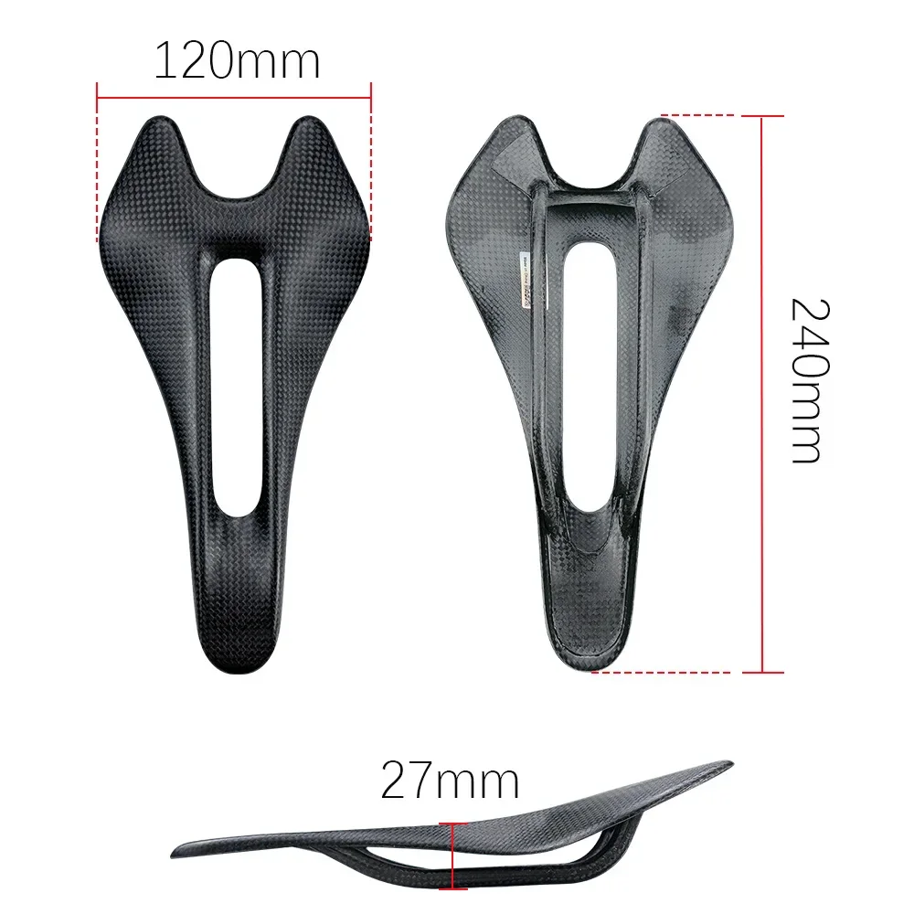 Vollcarbon-Rennradsitz Ultraleichter Carbonsattel 240*120mm Komfortabler Stoßdämpfender Fahrradsitz-Polster – Detail 2