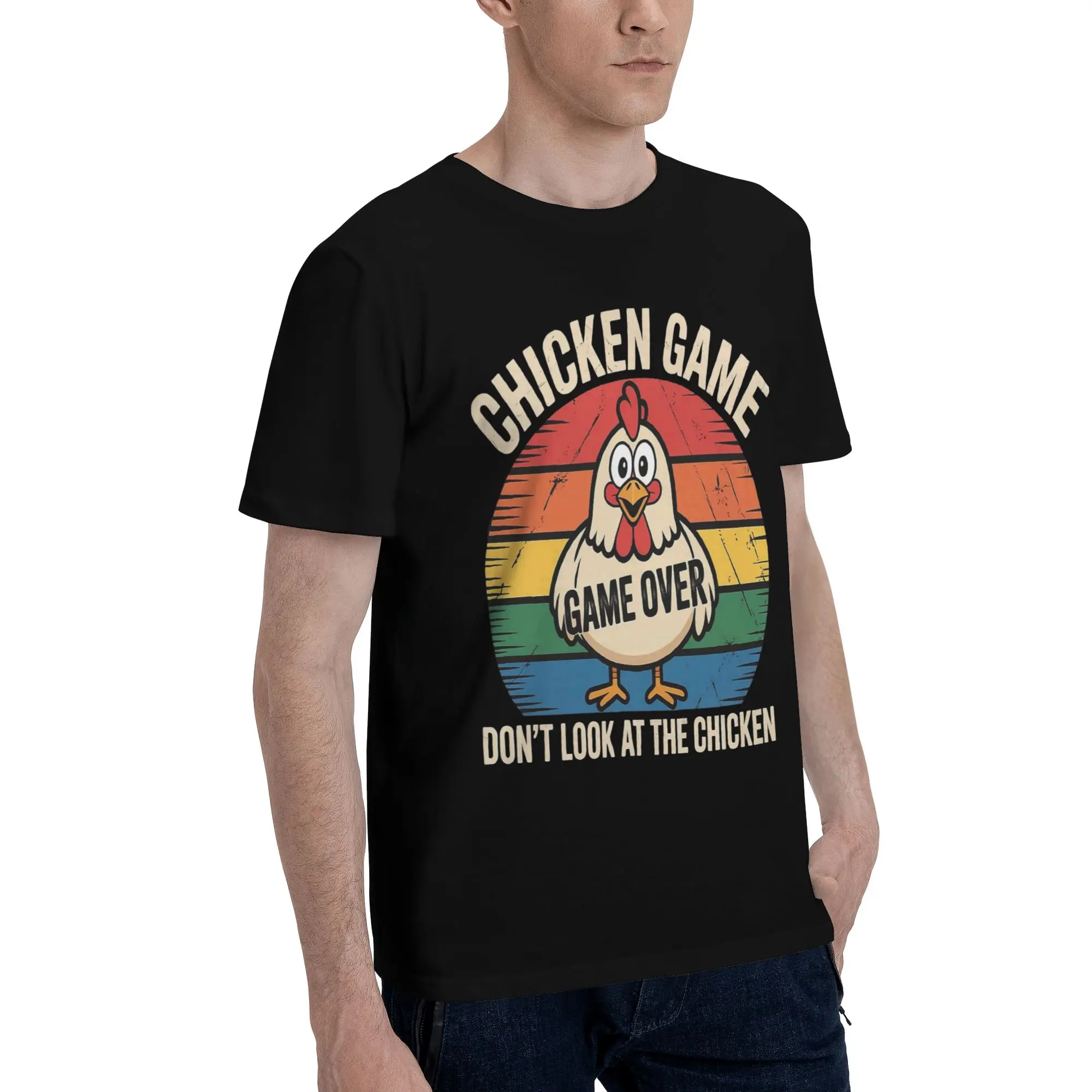 Chicken Game Dont Look At The Chicken Merch Unisex T Shirts 100% Cotton Tee Graphic Printing  T-shirt Clothes