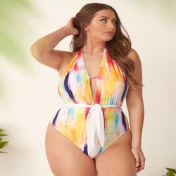 2024 Plus Size Swimsuits One-piece Sexy Strappy Swimsuit Women Fashion Casual Multi-color Backless Beach Swimsuit Summer New