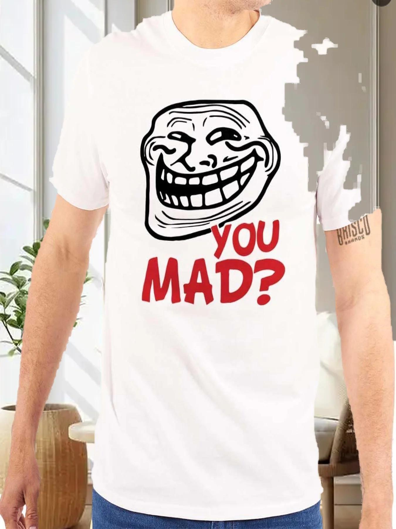 

Brisco Brands Troll Face You Mad Trollface Meme Graphic T Shirt Men or Women