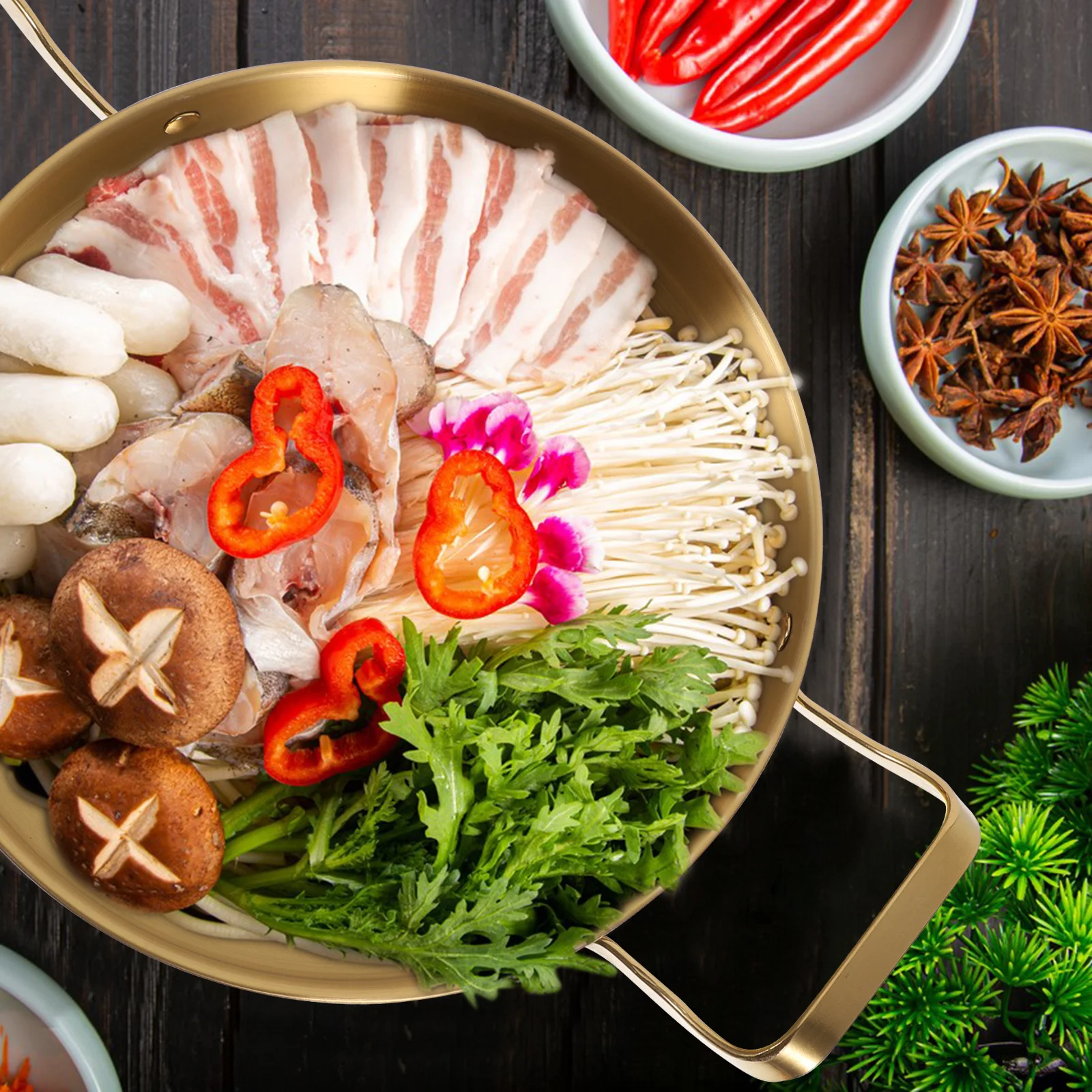 

Korean Style Hot Pot Stainless Steel Dry Pot Thickened For Household Kitchen Cookware Cooking Grill Alcohol Stove Use