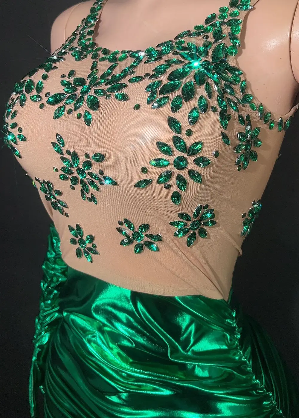 여성용 반짝이는 라인석 짧은 원피스 장갑, 섹시한 저녁 무도회, 생일 원피스, 사진 촬영, 공연 코스튬