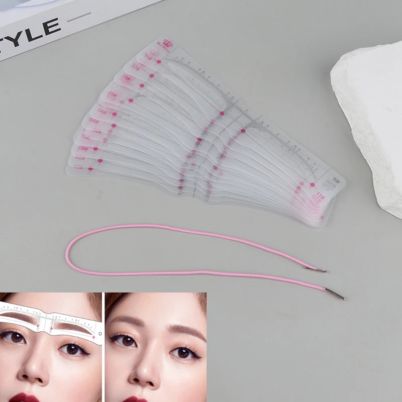 12Pcs/Set One-Pieces Eyebrow Shape Set Portable Plastic Eyebrow Stencil Card for Women Thrush Model Eye Brow Drawing Tools