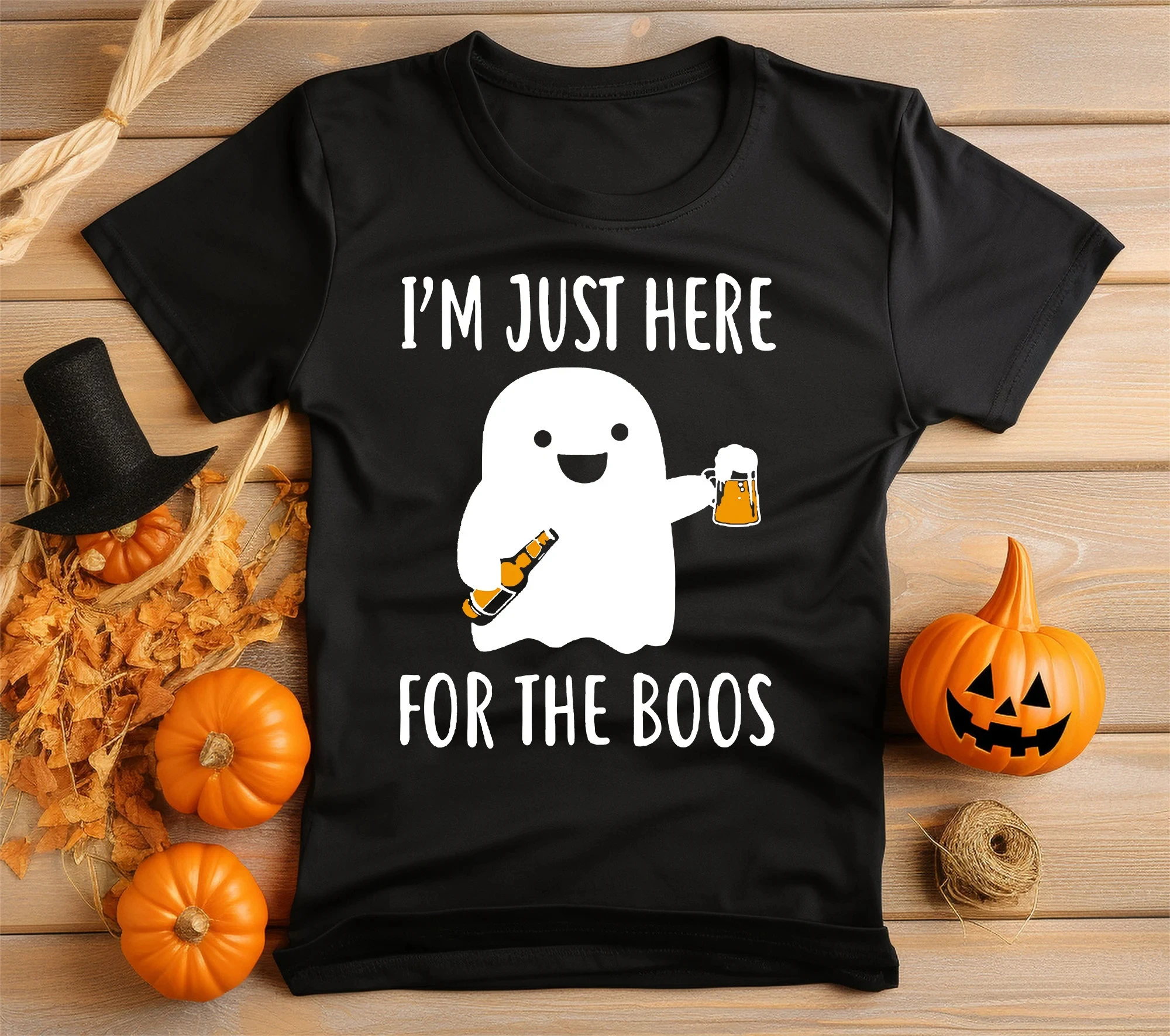 

Just Here for The Boos T-Shirt Vibrant Print Round Neck Short Sleeve Sportswear T-shirt Casual Loose Trucksuit Holiday Gift