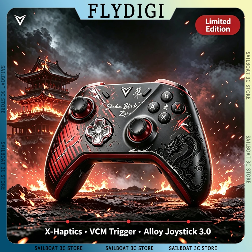 Flydigi Apex 6 Pro Shadow Blade Zero コントローラー、X-Haptics 4モーター搭載VCMトリガー、合金製ジョイスティック3.0、PC/スイッチ対応ワイヤレスゲームパッド