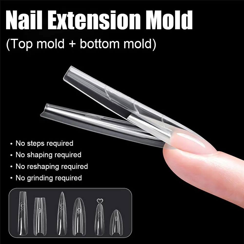 180/240 Uds sándwich uñas formas duales cubierta completa formas de manicura transparentes moldes de almendras herramientas extensión de uñas R0F0