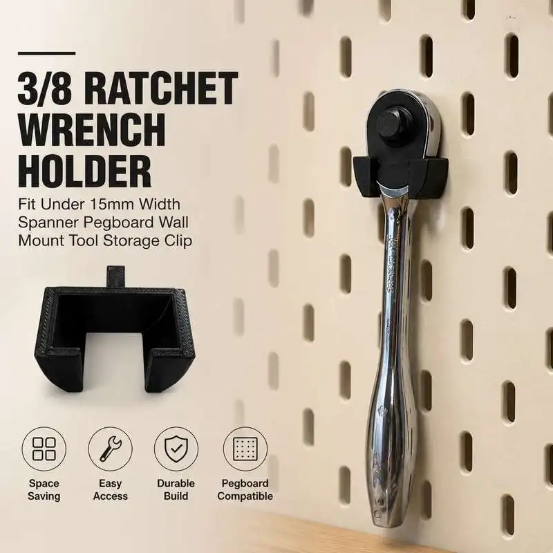 3/8 Ratchet Wrench Holder For Wrench Within 15mm Width Garage Tool Storage Fits Skadis Pegboard
