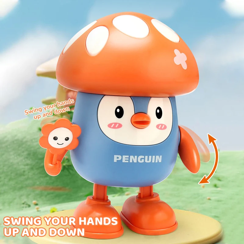Recording Tongue Talk Dance Mushroom Baby Electric Penguin With Music Llight Cartoon Doll Sound Light Children's Education Toys