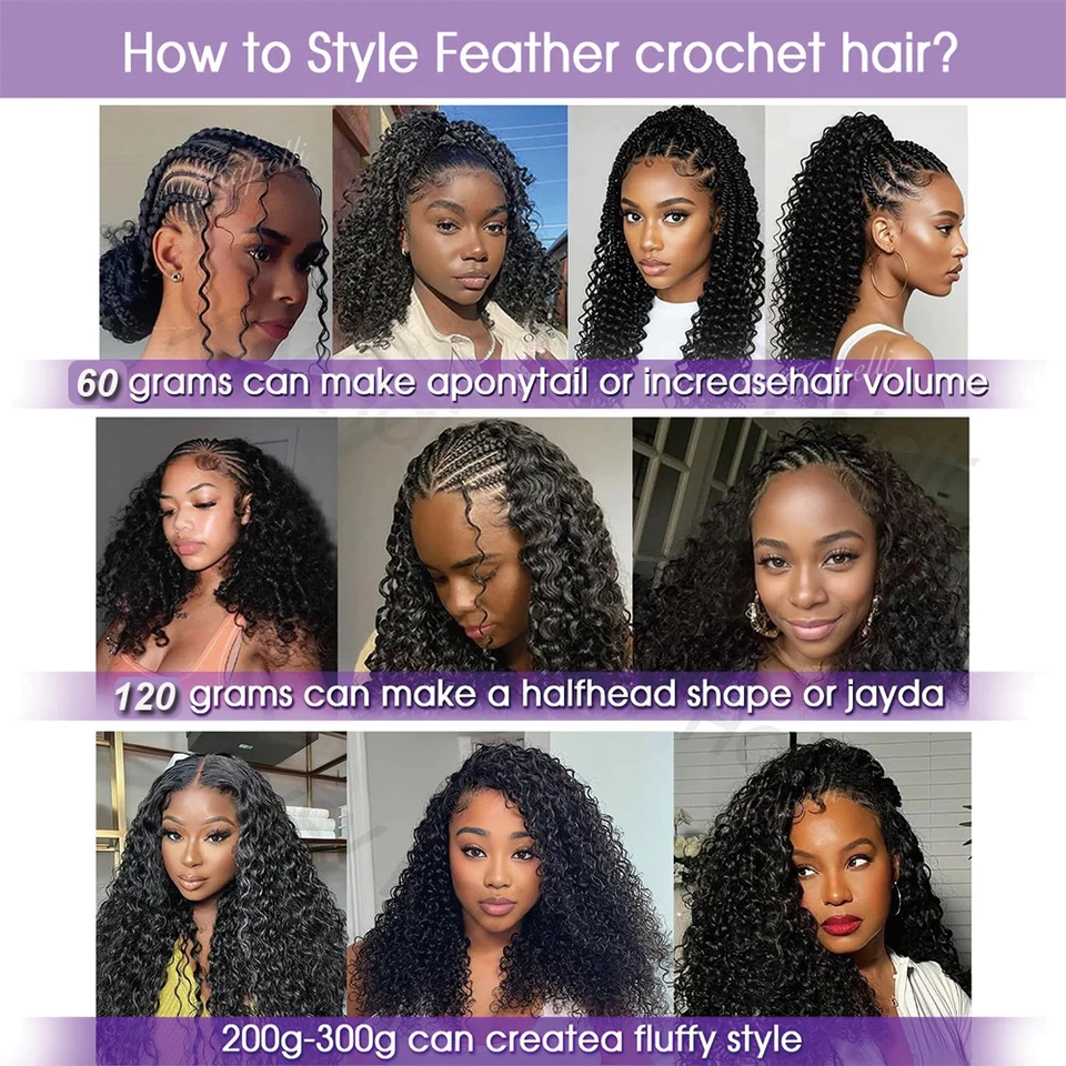 300g Cabello a granel pre-dividido para trenzas Onda Profunda Crochet Cabello Humano Sin Nudos Milagrosos Extensiones de Cabello Trenzas Boho Invisibles 6